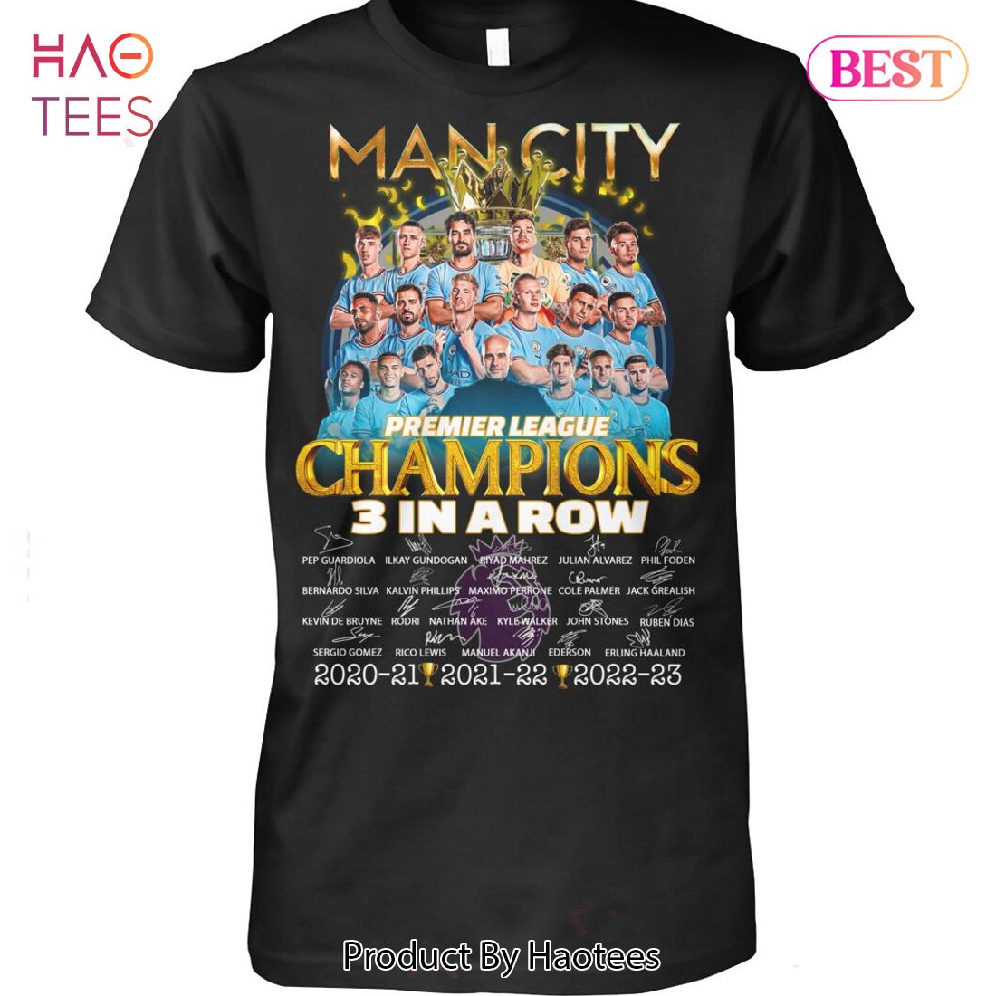 HOT TREND Man City Premier League Champions 3 In A Row Unisex T-Shirt HOT TREND Man City Premier League Champions 3 In A Row Unisex T-Shirt