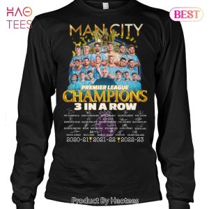 HOT TREND Man City Premier League Champions 3 In A Row Unisex T-Shirt