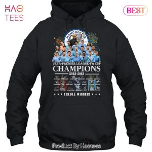 HOT TREND Manchester City UEFA-Premier League FA Cup 2022-2023 Treble Winners Unisex T-Shirt