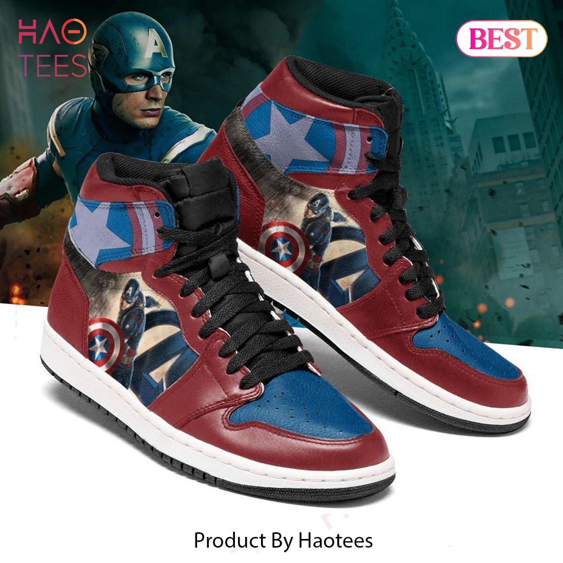 pozo Víspera de Todos los Santos Desfiladero HOT TREND Marvel Captain America Air Jordan High Top Sneaker - OQ31