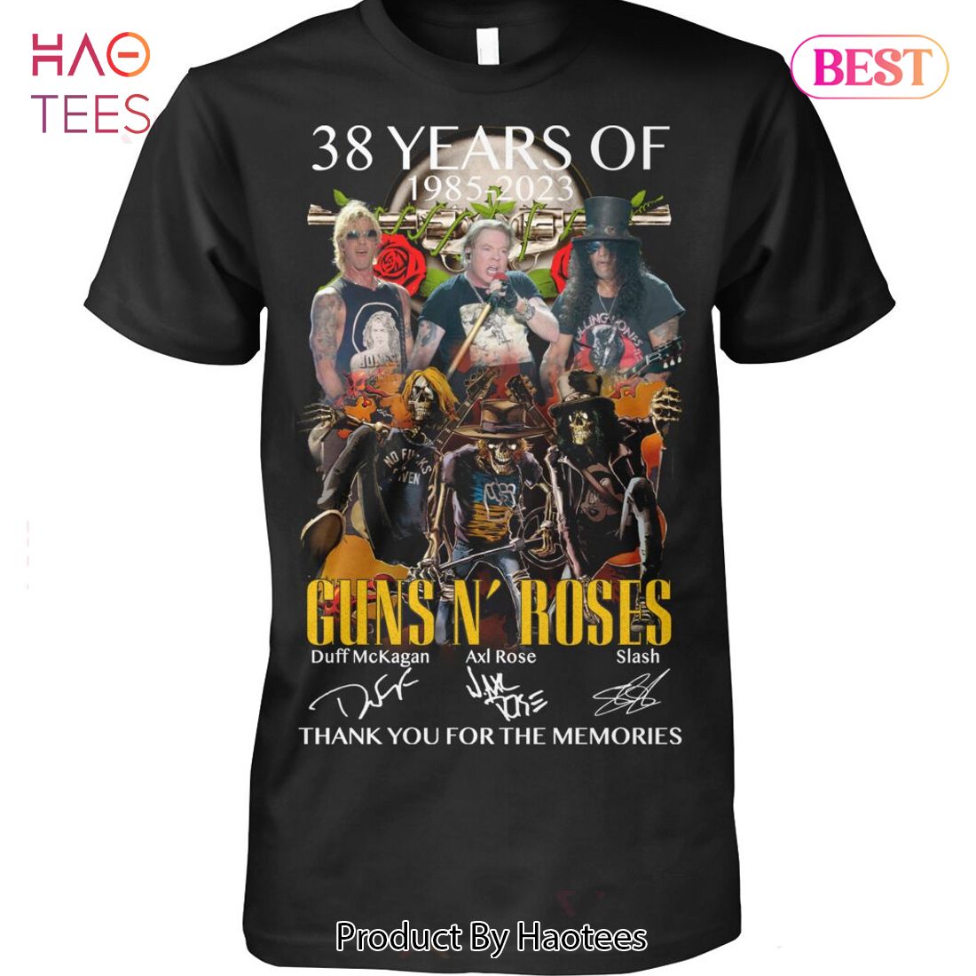 NEW 38 Years Of 1985-2023 Guns N Roses Thank You For The Memories Unisex T-Shirt NEW 38 Years Of 1985-2023 Guns N Roses Thank You For The Memories Unisex T-Shirt