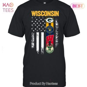 NEW Green Bay Packers Milwaukee Brewers And Milwaukee Bucks Wisconsin Badgers Wisconsin Team T-Shirt