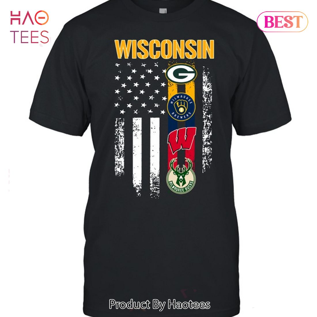 NEW Green Bay Packers Milwaukee Brewers And Milwaukee Bucks Wisconsin  Badgers Wisconsin Team T-Shirt