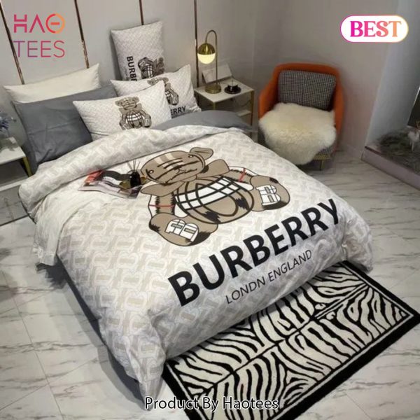 [SALE] Burberry Bear Luxury Brand Bedding Set Bedspread Duvet Cover Set Home Decor