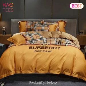 [SALE] Burberry England Yellow Luxury Brand Bedding Set Duvet Cover Home Decor