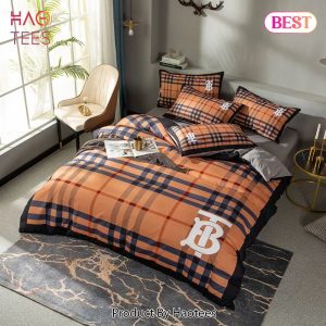 [SALE] Burberry Orange Bedding Set 3d Printed Bedding Sets Quilt Sets Duvet Cover Luxury Brand Bedding Decor Bedroom Sets