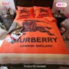 [SALE] Burberry Orange New Bedding Set Printed Bedding Sets Quilt Sets Duvet Cover Luxury Brand Bedding Decor Bedroom Sets