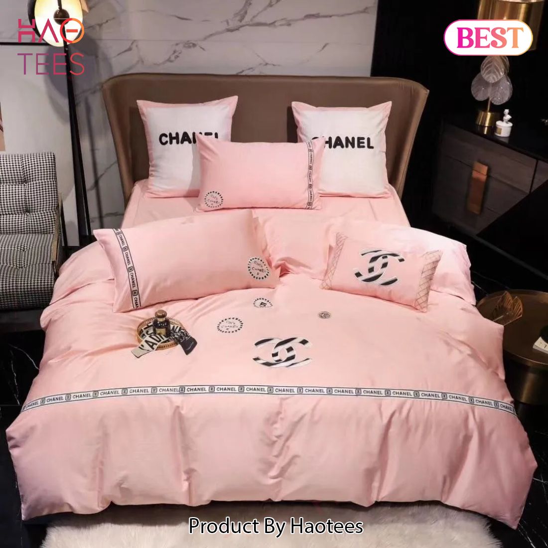 [SALE] Chanel Light Pink Luxury Brand Premium Bedding Set Duvet Cover Home Decor Luxury Store