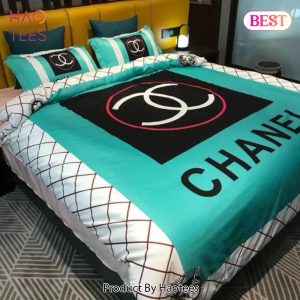 [SALE] Chanel Logo Cyan Luxury Brand Bedding Set Duvet Cover Home Decor