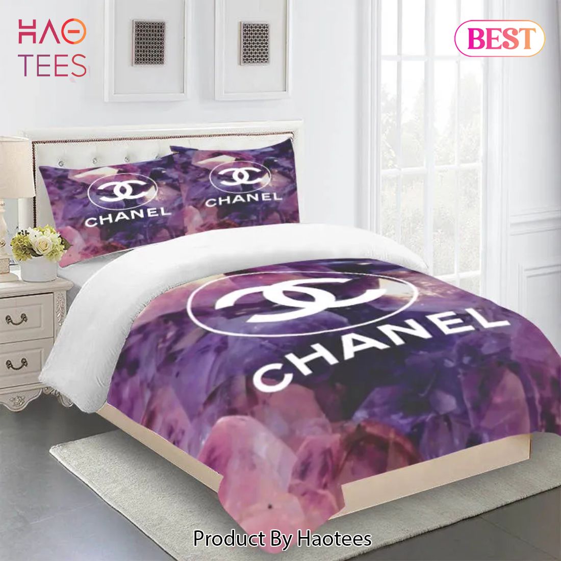 [SALE] Chanel Violet Luxury Brand Premium Bedding Set Duvet Cover Home Decor Luxury Store