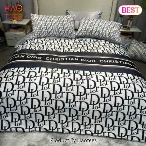 [SALE] Christian Dior Black White Logo Luxury Brand Premium Bedding Set Bedspread Duvet Cover Set Home Decor