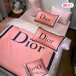 [SALE] Christian Dior Pink Logo Luxury Brand Premium Bedding Set Bedspread Duvet Cover Set Home Decor