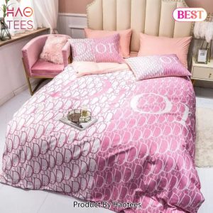 [SALE] Christian Dior Pink Luxury Brand Premium Bedding Set Bedspread Duvet Cover Set Home Decor