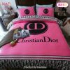 [SALE] Christian Dior Pink Luxury Brand Premium Bedding Set Bedspread Duvet Cover Set Home Decor