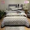 [SALE] Christian Dior Red Logo Luxury Brand Bedding Set Home Decor