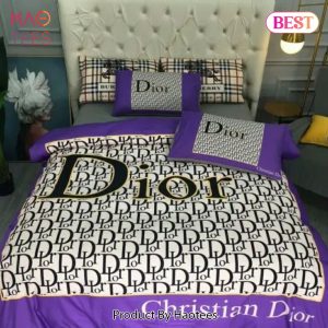 [SALE] Christian Dior Violet Luxury Brand Premium Bedding Set Bedspread Duvet Cover Set Home Decor