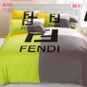 [SALE] Fendi Green Brown Luxury Brand Premium Bedding Set Bedspread Duvet Cover Set Home Decor