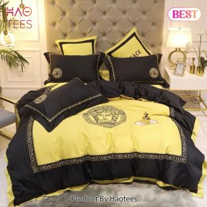 [SALE] Gianni Versace Black Yellow Luxury Brand High-End Bedding Set Home Decor
