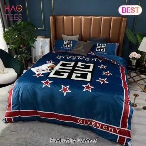 [SALE] Givenchy Blue Luxury Brand Bedding Set Bedspread Duvet Cover Set Home Decor