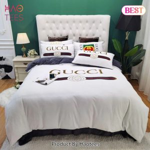 [SALE] Gucci Amazing White Fashion Logo Luxury Brand Bedding Set Home Decor