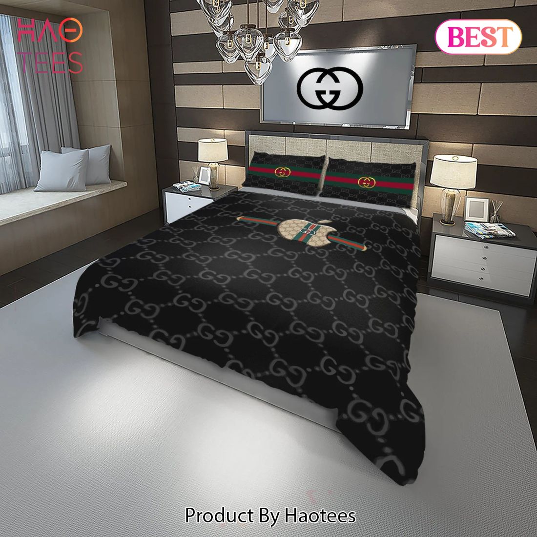 [SALE] Gucci Apple Fashion Logo Luxury Brand Premium Bedding Set Home Decor Luxury Store