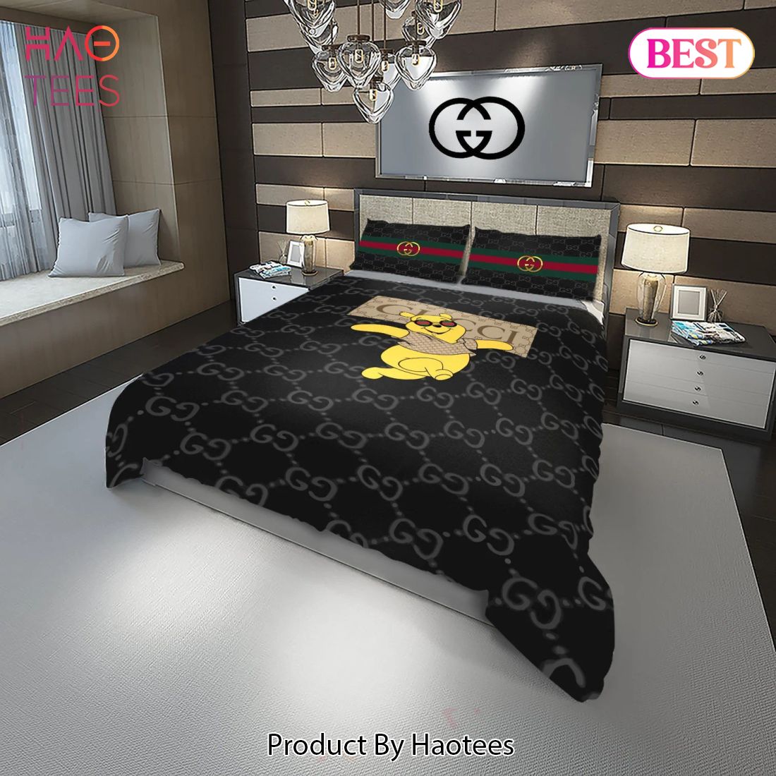 [SALE] Gucci Bear Fashion Logo Luxury Brand Premium Bedding Set Home Decor Luxury Store