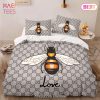 [SALE] Gucci Bee Blind For Love Fashion Logo Premium Luxury Brand High-End Bedding Set LV Home Decor
