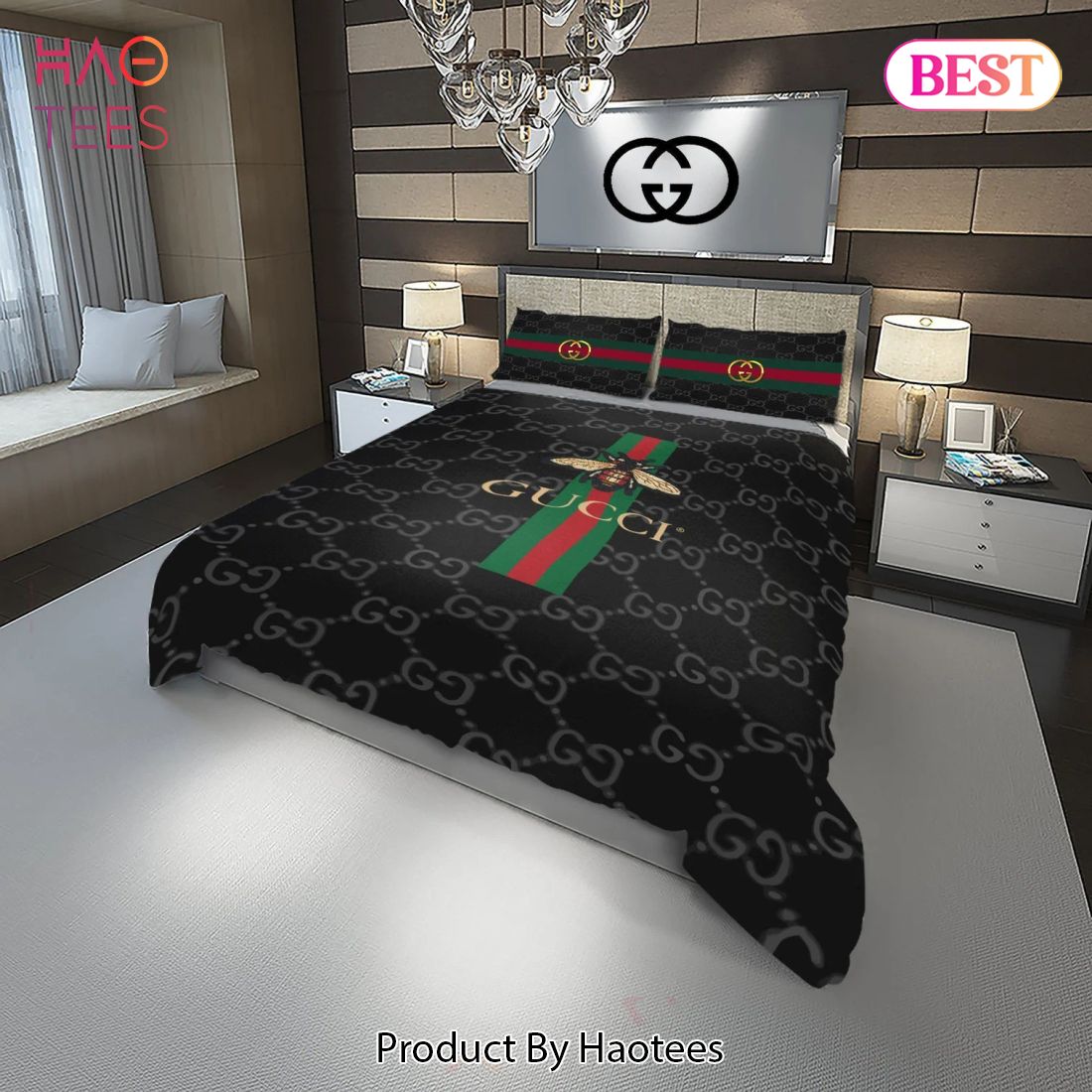 [SALE] Gucci Bee Fashion Logo Luxury Brand Premium Bedding Set Home Decor Luxury Store