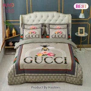 [SALE] Gucci Bee Flower Luxury Brand High-End Bedding Set Home Decor – BJ91