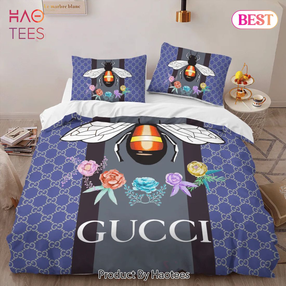 [SALE] Gucci Bee Luxury Brand High-End Bedding Set Home Decor Luxury Store