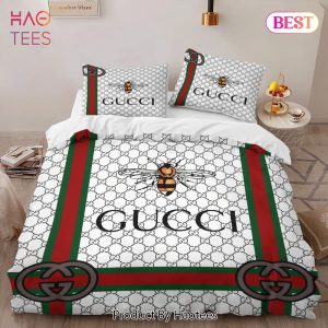 [SALE] Gucci Bee White Luxury Brand High-End Bedding Set Home Decor