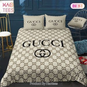 [SALE] Gucci Beige Logo Luxury Brand Bedding Set Home Decor