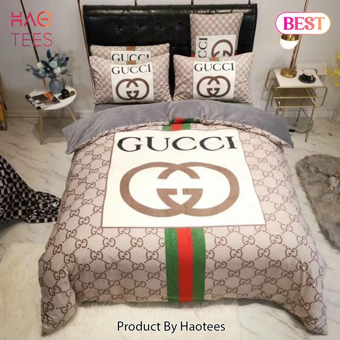 [SALE] Gucci Beige Luxury Brand High-End Bedding Set Home Decor Luxury Store