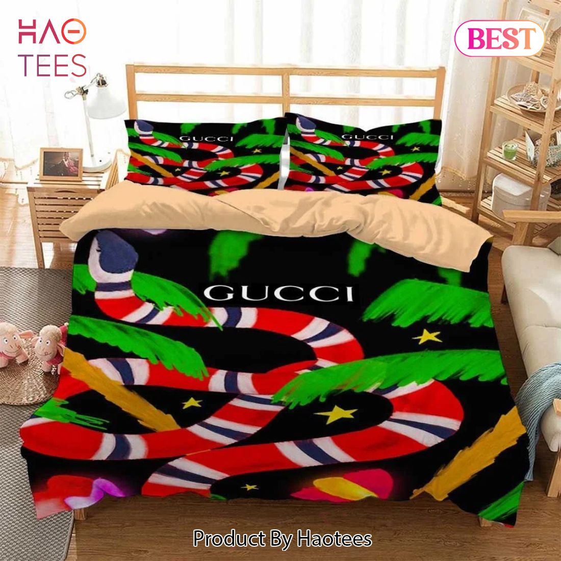 [SALE] Gucci Big Snake Fashion Logo Luxury Brand Bedding Set Home Decor Luxury Store