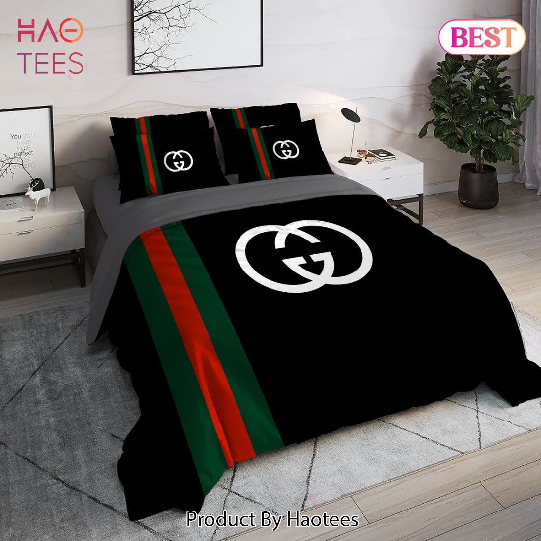 [SALE] Gucci Black Luxury Brand High End Premium Bedding Set Home Decor Luxury Store