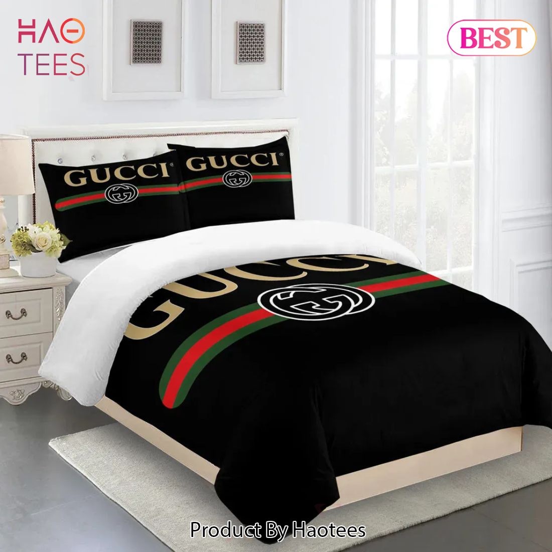 [SALE] Gucci Black Premium Fashion Limited Luxury Brand Bedding Set Home Decor Luxury Store