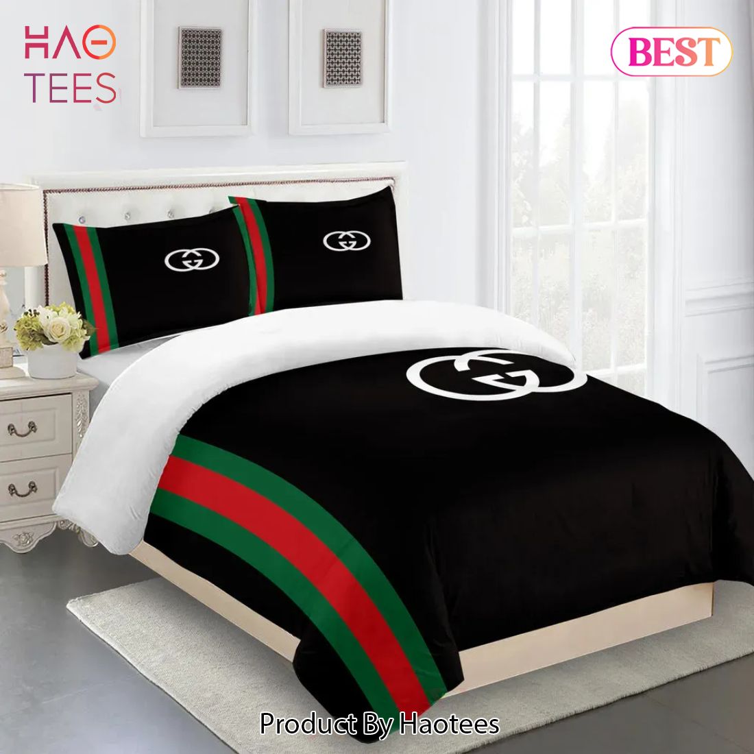 [SALE] Gucci Black Premium Limited Luxury Brand Fashion Bedding Set Home Decor Luxury Store