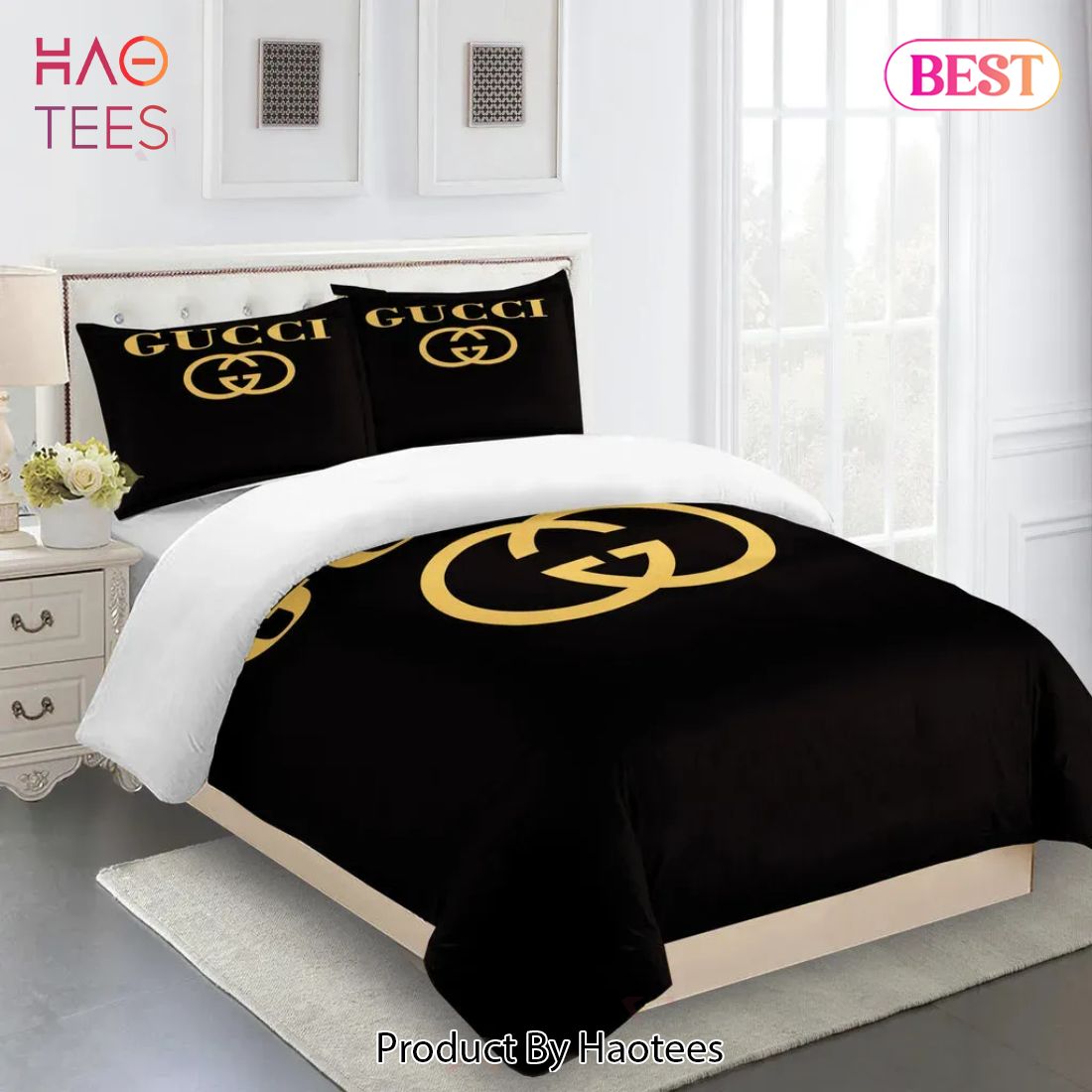 [SALE] Gucci Black Premium Luxury Brand Limited Fashion Bedding Set Home Decor Luxury Store