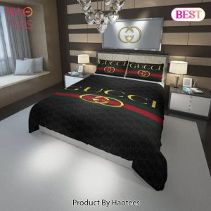 [SALE] Gucci Black Stripe Luxury Brand High-End Bedding Set Home Decor