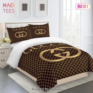 [SALE] Gucci Brown Premium Fashion Limited Luxury Brand Bedding Set Home Decor