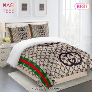 [SALE] Gucci Brown Premium Fashion Luxury Brand Limited Bedding Set Home Decor
