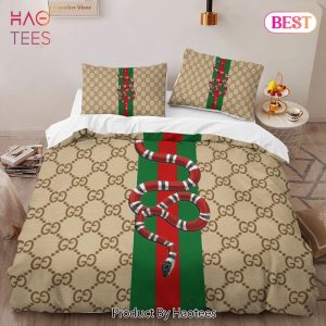 [SALE] Gucci Brown Snake Luxury Brand High-End Bedding Set Home Decor