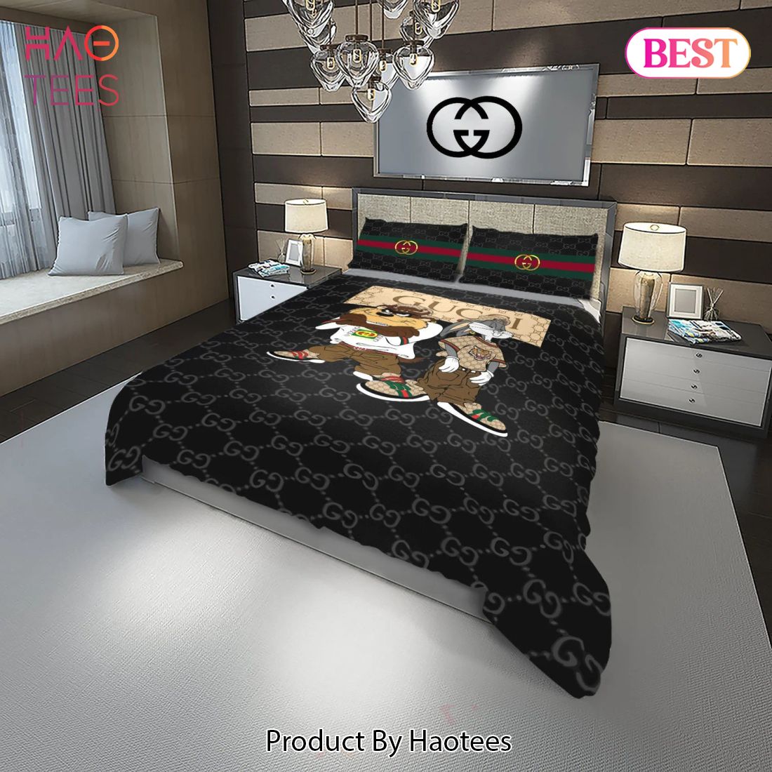 [SALE] Gucci Bugs Bunny Fashion Logo Luxury Brand Premium Bedding Set Home Decor Luxury Store