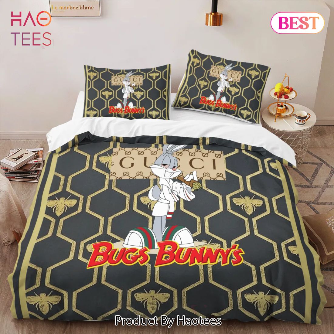 [SALE] Gucci Bugs Bunny Luxury Brand High-End Bedding Set Home Decor Luxury Store