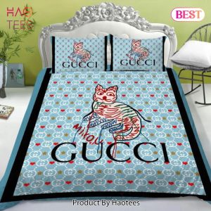 [SALE] Gucci Cat Luxury Brand High-End Bedding Set Home Decor