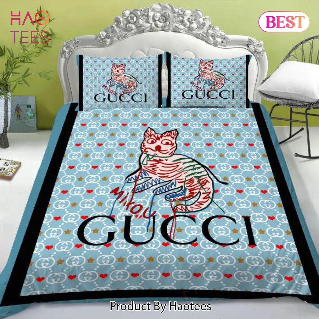 [SALE] Gucci Cat Luxury Brand High-End Bedding Set Home Decor Luxury Store