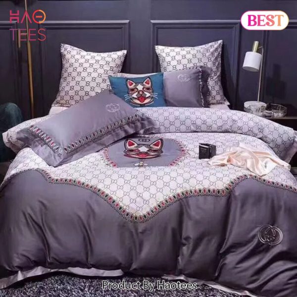 [SALE] Gucci Cat Luxury Brand High-End Bedding Set Home Decor – VE71