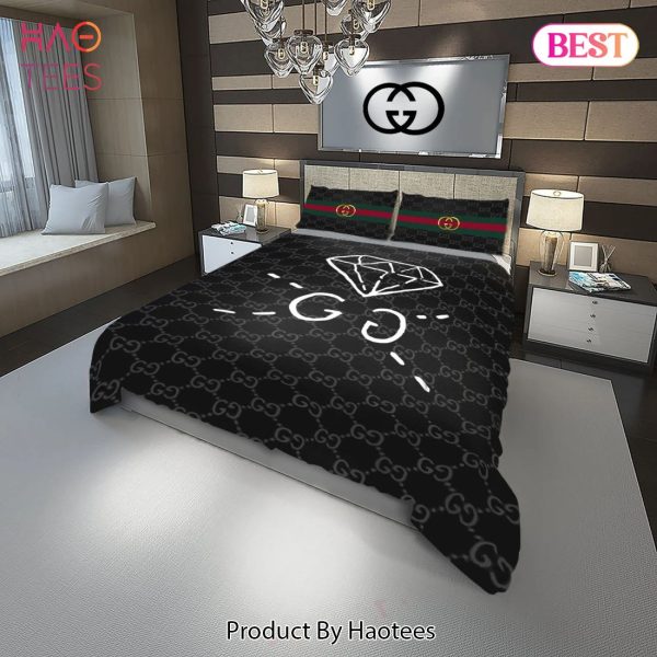 [SALE] Gucci Diamond Fashion Logo Luxury Brand Bedding Set Home Decor