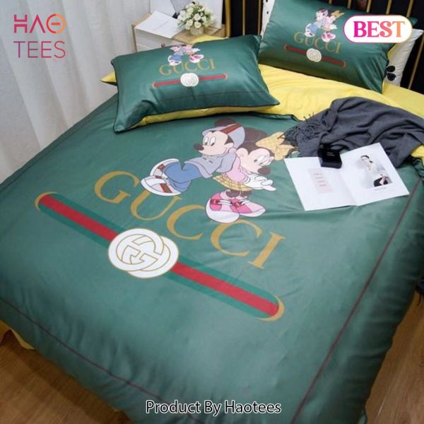 [SALE] Gucci Disney Mickey Couple Luxury Brand Bedding Set Home Decor