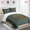 [SALE] Gucci Fashion Yellow Logo Red Green Limited Luxury Brand Bedding Set Home Decor
